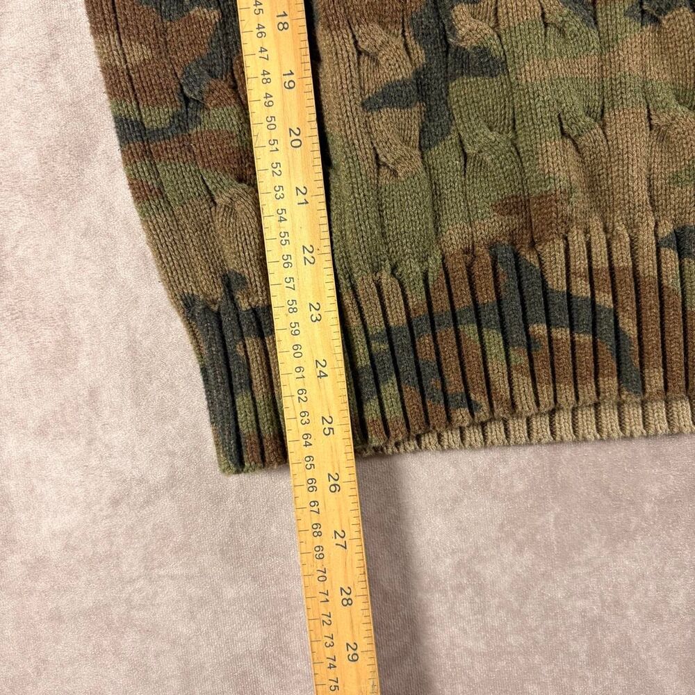 vintage polo ralph lauren camo varsity cable knit sweater - Picture 6 of 7